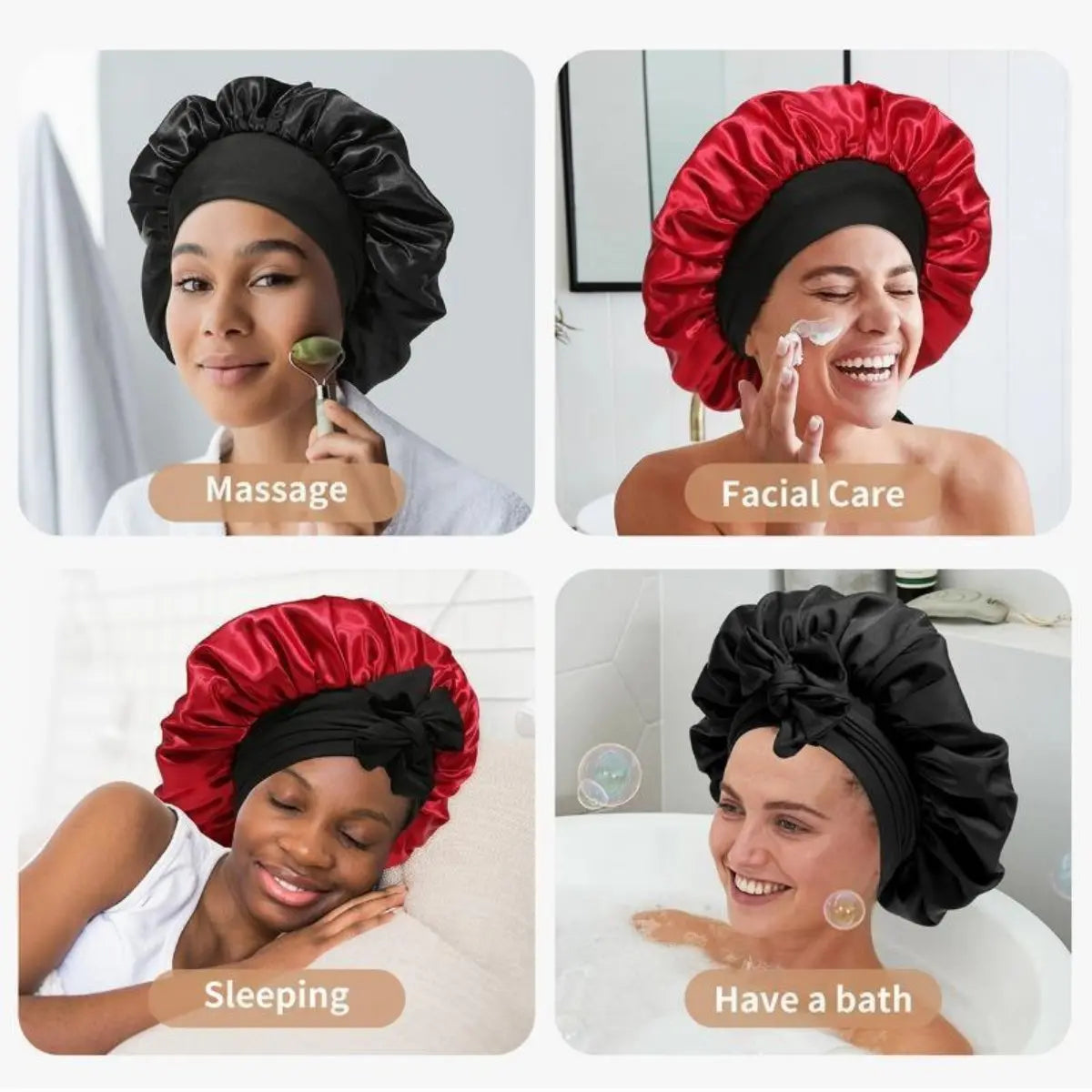 Silkease Satin Hair Cap – Double-Layer Silk-Like Satin Cap for Hair Protection and Comfort