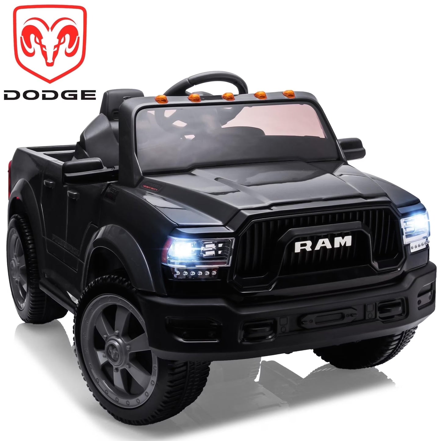 Dodge RAM 2500 Ride on Car for Kids, 12V Powered Ride on Toy with Remote Control, Rear Wheel Suspension, 5 Point Safety Harness, Bluetooth, LED Lights, Electric Vehicles for 3-6 Year Boys Girls, Blue