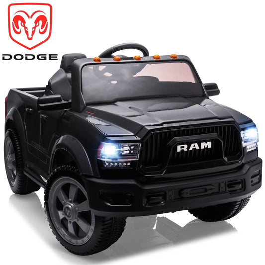 Dodge RAM 2500 Ride on Car for Kids, 12V Powered Ride on Toy with Remote Control, Rear Wheel Suspension, 5 Point Safety Harness, Bluetooth, LED Lights, Electric Vehicles for 3-6 Year Boys Girls, Blue