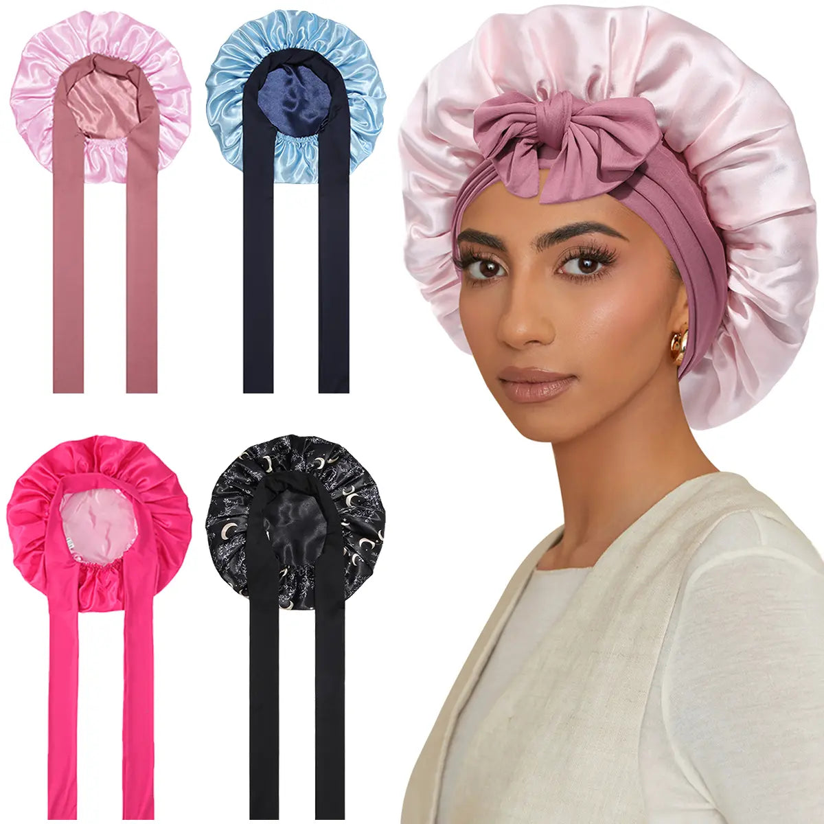 Silkease Satin Hair Cap – Double-Layer Silk-Like Satin Cap for Hair Protection and Comfort