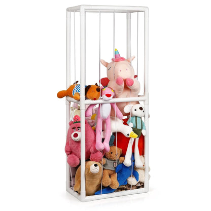 Stuffed Animal Storage Holder, Toy Organizer, PVC Plush Storage Organizer Shelf for Kids Play Room, White