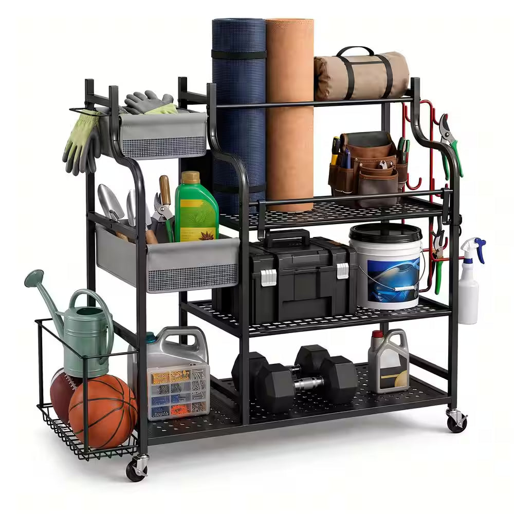 220 Lbs. Yoga Mat Storage Racks Gym Sports Equipment Storage Organizer with Black Finish