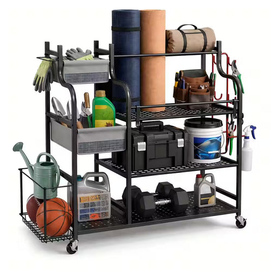 220 Lbs. Yoga Mat Storage Racks Gym Sports Equipment Storage Organizer with Black Finish