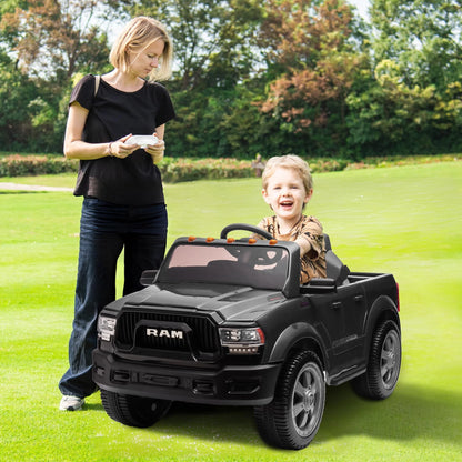 Dodge RAM 2500 Ride on Car for Kids, 12V Powered Ride on Toy with Remote Control, Rear Wheel Suspension, 5 Point Safety Harness, Bluetooth, LED Lights, Electric Vehicles for 3-6 Year Boys Girls, Blue